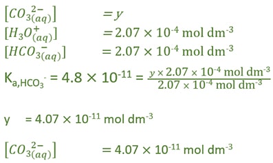 Calculate carbonate ion concentration in carbonic acid solution